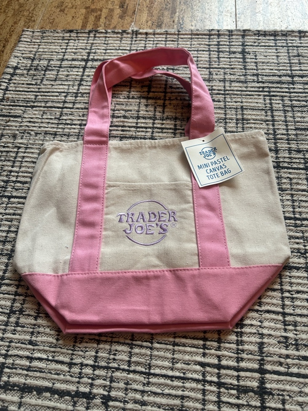 Trader Joe's Pink & Cream Canvas Mini Tote